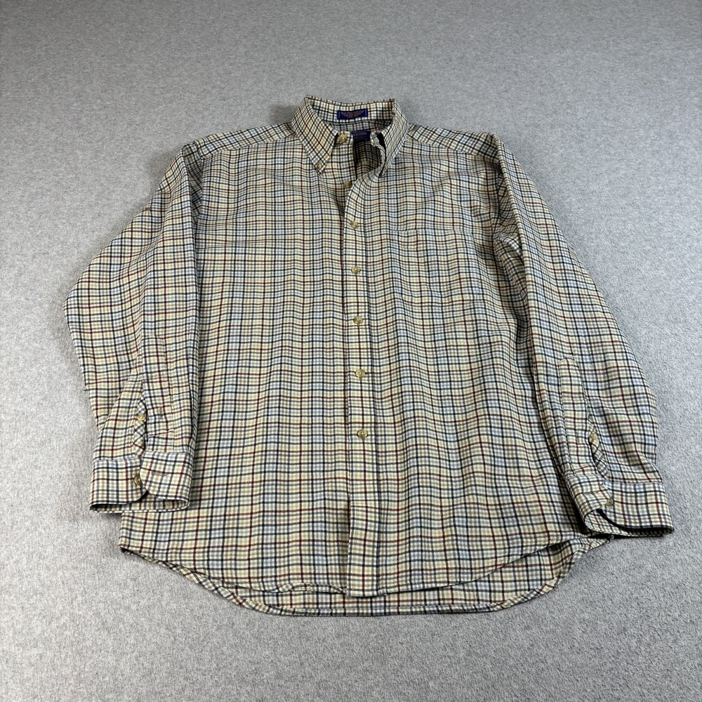 Sir Pendleton Wool Shirt Mens Large Brown Plaid Button Heritage Academia READ
